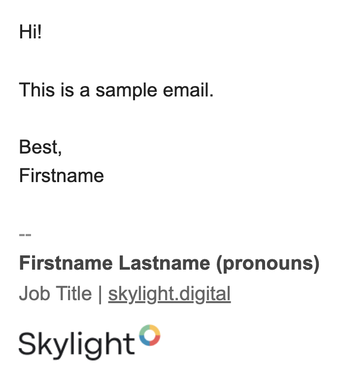 Skylight email signature