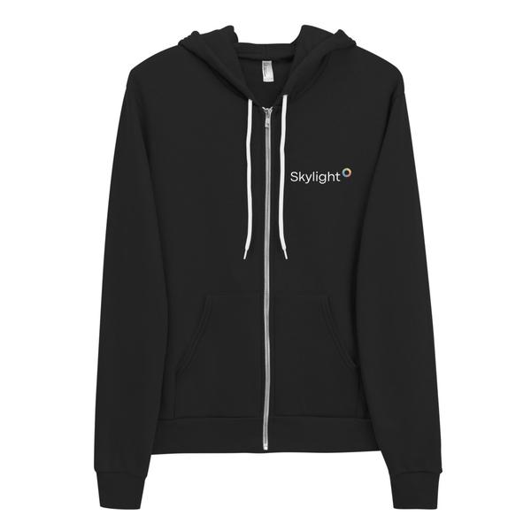 Black hoodie with the Skylight logo
